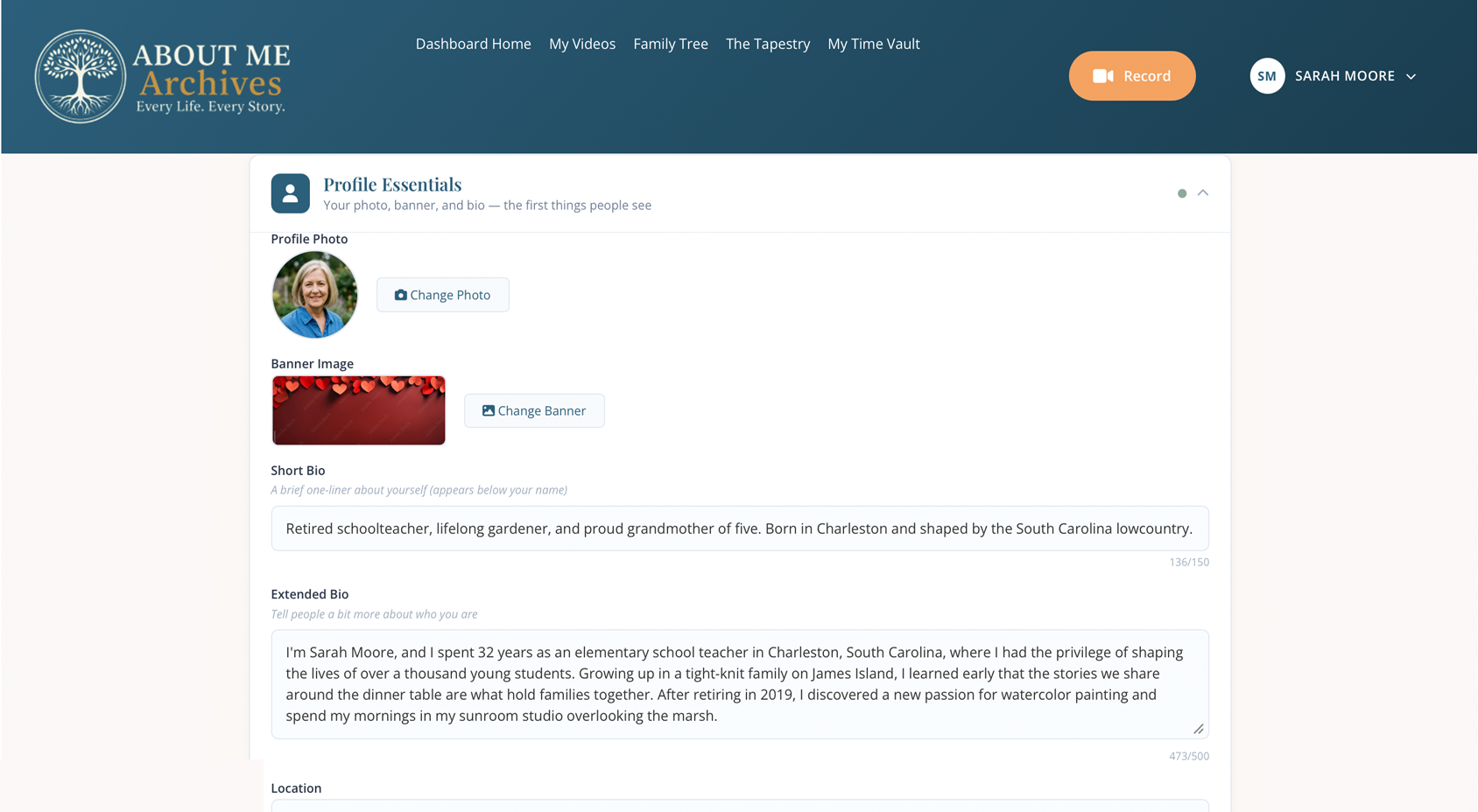 Setting up your About Me profile