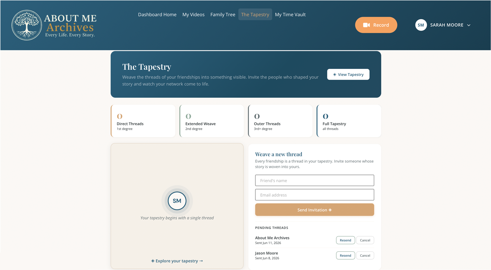 The Tapestry friend network